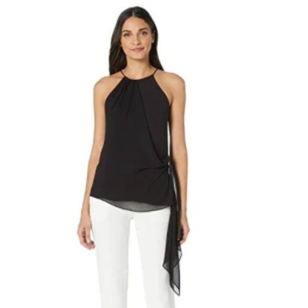 HALSTON DRAPE TANK BLOUSE